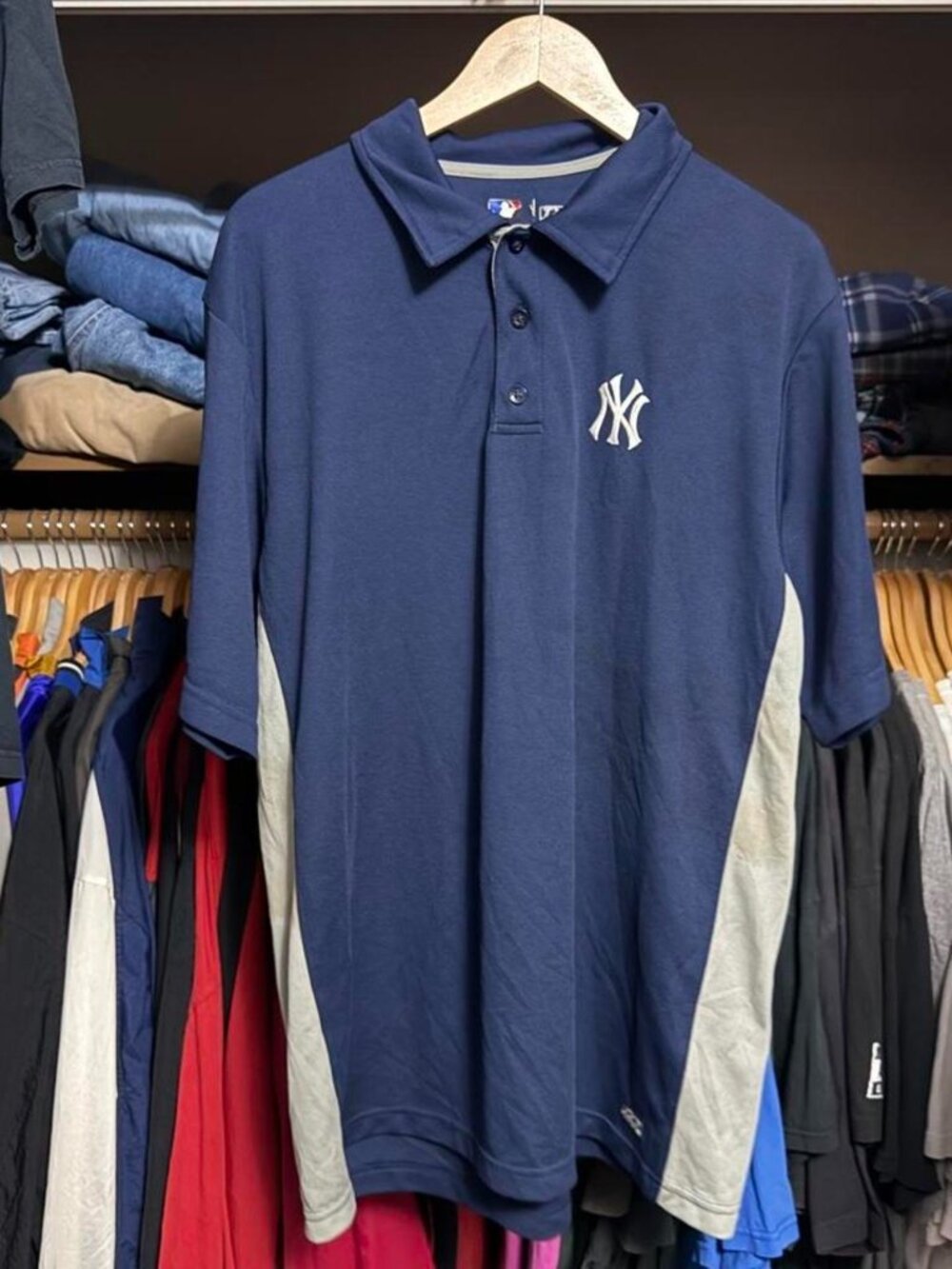 Genuine Merchandise NY Yankees Blue Polo Shirt TX3 COOL Men's size XL
